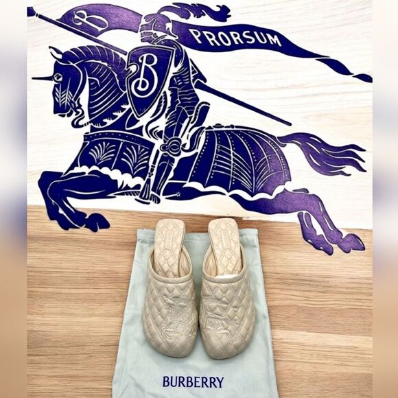 Burberry EKD Embroidered Quilted Mules New In Box , Dust bag With COA - Picture 2 of 11